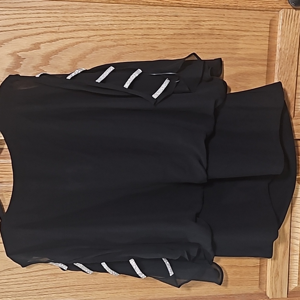 Embellished Capelet Chiffon Blouse
